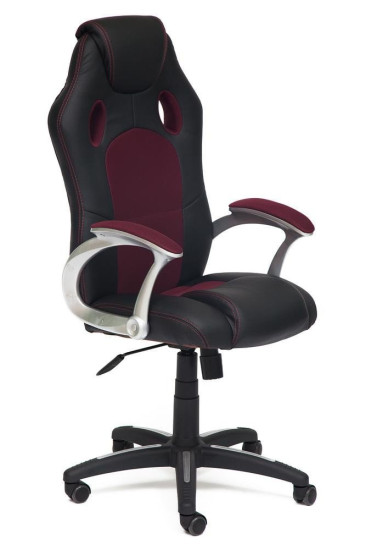 Кресло компьютерное «Рейсер» (Racer) (кож/зам/ткань, черный/бордо)