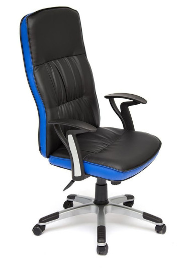 Кресло «Модена» (Modena) (Искусственная черная кожа + синий кант)