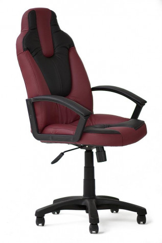 Кресло компьютерное «Нео 2» (Neo 2) (Бордовая+чёрная искусственная кожа)