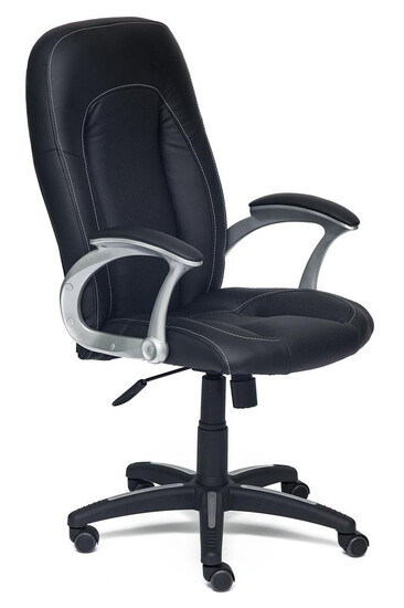 Кресло «Франческо» (Francesco) (Искусственная черная кожа+искусственная перфорированная чёрная кожа)