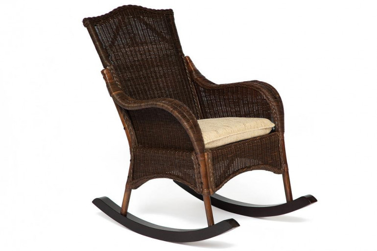 Кресло-качалка плетёное «Бали» (Bali) + Подушка (Янтарь)