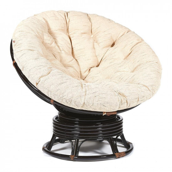 Кресло-качалка плетеное "PAPASAN" w 23/01 B / с подушкой / Antique brown (античный черно-коричневый), ткань Старт