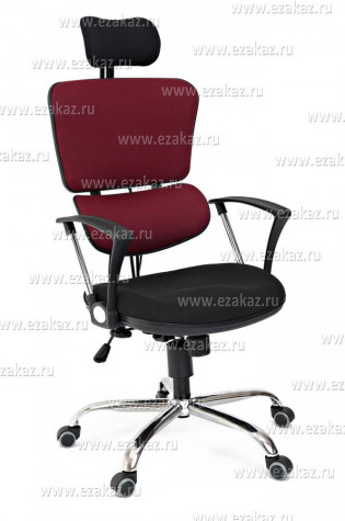 Ортопедическое кресло «Турин» (Turin) (Черно-бордовая ткань)