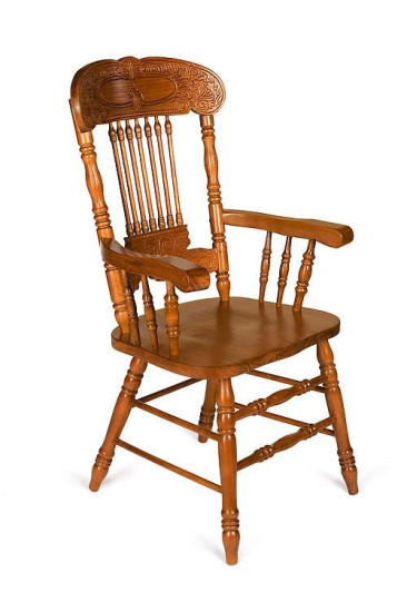 Стул с подлокотниками деревянный 838 А (Дуб в красноту)