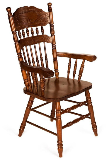 Стул с подлокотниками деревянный 828 A (Тёмный орех)