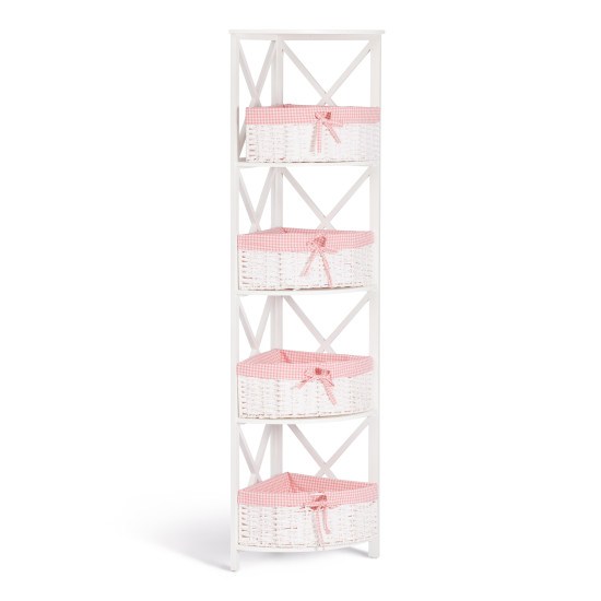 Угловая этажерка Secret De Maison ANGULAIRE 4 белый, ткань - красная клетка (Белый)