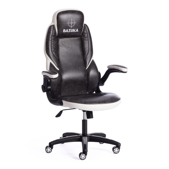 Кресло компьютерное «Bazuka» (Серая+белая искусственная кожа)