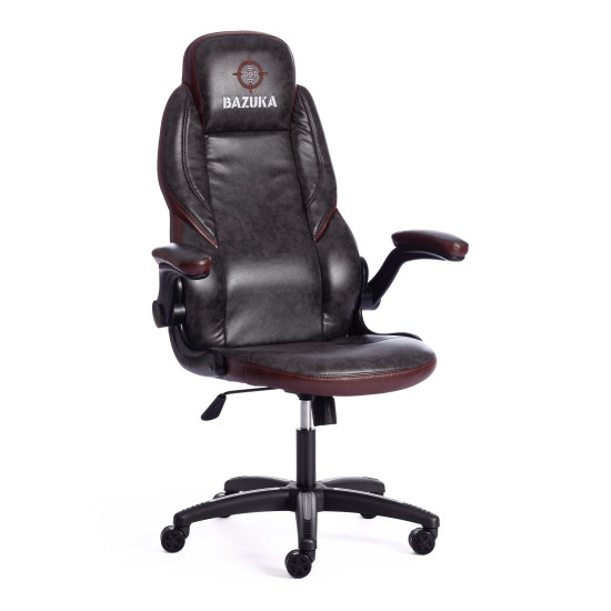 Кресло компьютерное «Bazuka» (Серая+коричневая искусственная кожа)
