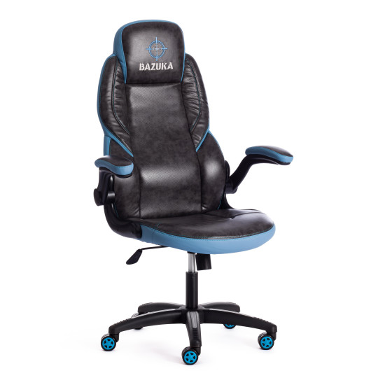 Кресло компьютерное «Bazuka» (Серая+голубая искусственная кожа)