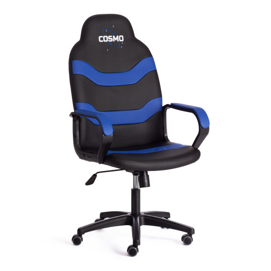 Кресло COSMO кож/зам, черный/синий