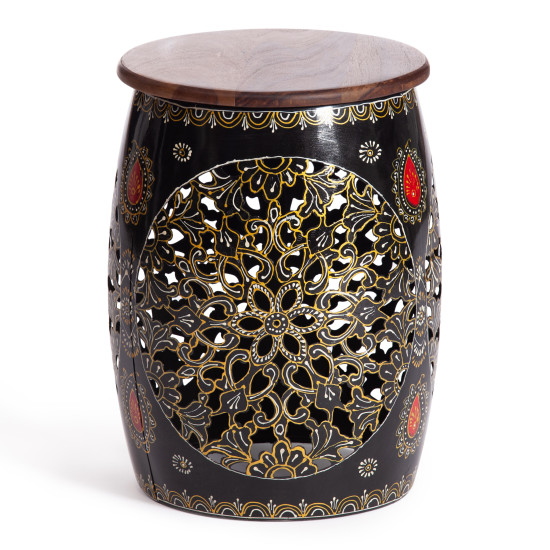 Табурет Secret De Maison GYATRI ( mod. ND-031) металл/дерево,  36 х 36 х 46 см, черный/коричневый/серый