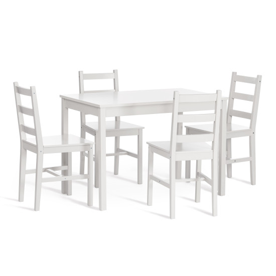 Обеденный комплект эконом Хадсон 2 (стол + 4 стула)/ Hudson 2 Dining Set дерево гевея/мдф, стол:105х65х73см, стул: 41х46х85,5см, butter white