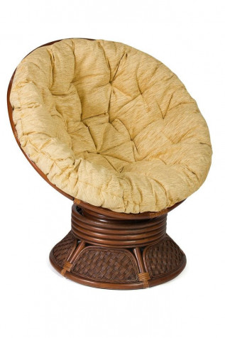 Кресло-качалка из ротанга «Андреа» (Andrea 23/01B Pecan washed) + Подушка (Ткань рубчик, цвет кремовый)