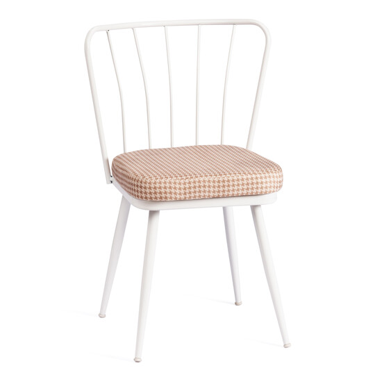 Стул YANIS (mod. 983) металл/ткань,  42.5 х 50.5 х 82.5 см, бело-коричневая клетка