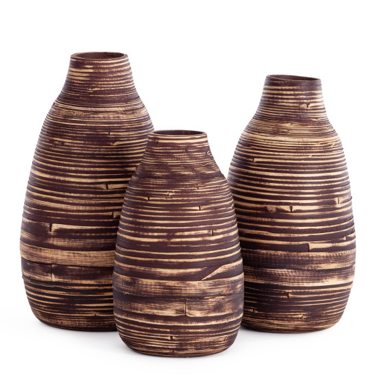 Набор ваз Secret De Maison VENCH ( mod. LS-0184 )  бамбук,  23 х 23 х 41 см , 20 х 20 х 36 см, 18 х 18 х 31 с, коричневый/бежевый
