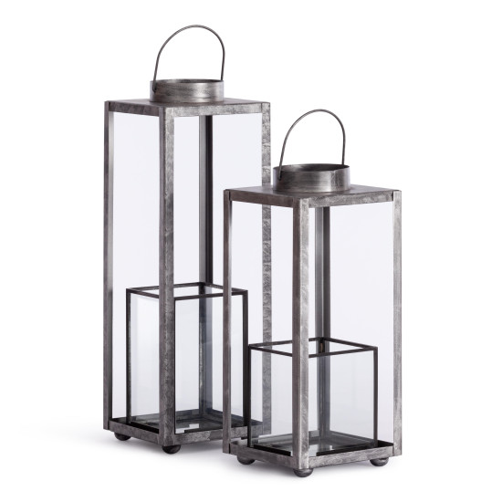 Набор подсвечников Secret De Maison DOYINA ( mod. LS-0202 )  металл: железо, 15х15х46, 15х15х26 см , серебряный