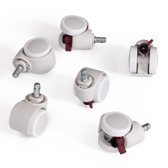 Набор серых роликов ПУ с отключ. блокировкой, 6 штук, D11 полиуретан