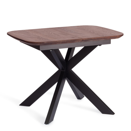 Стол обеденный раскладной Calipso OAK Массив дуба и ольхи/опоры металл, 100+40х75х75,5см, Дуб Антик/черный