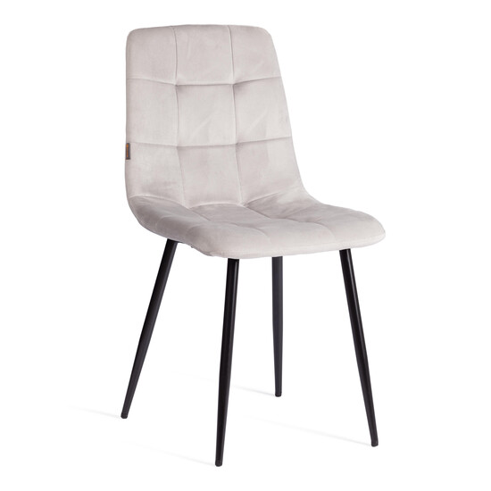 Стул CHILLY (mod. JSC-220) вельвет/металл, 44,5х52,5х88 см, Light grey (светло-серый) HLR14 / черный