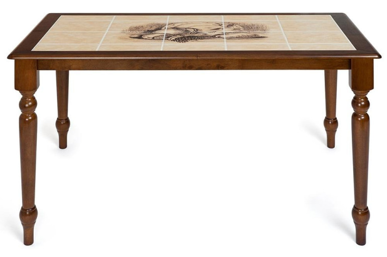 Кухонный стол с плиткой СТ 3045Р тёмный дуб (Натюрморт)