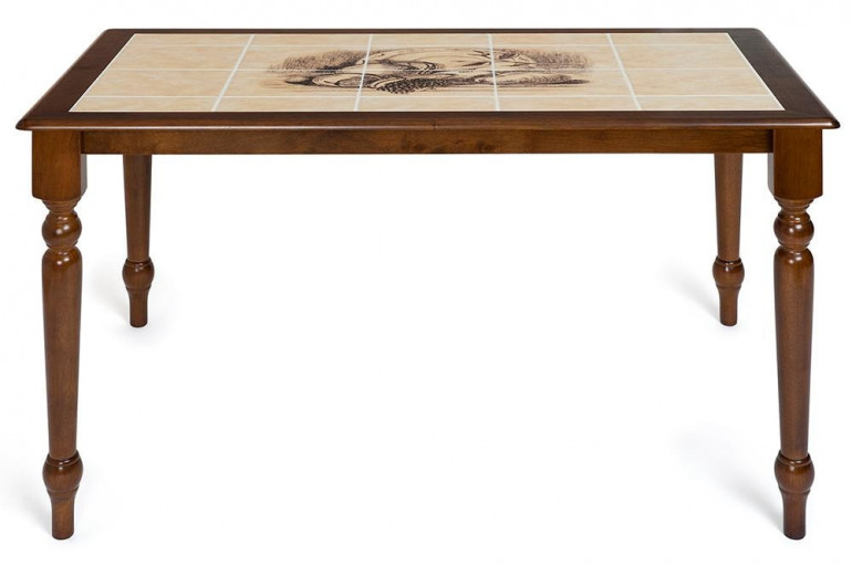 Кухонный стол с плиткой СТ 3045Р тёмный дуб (Натюрморт)