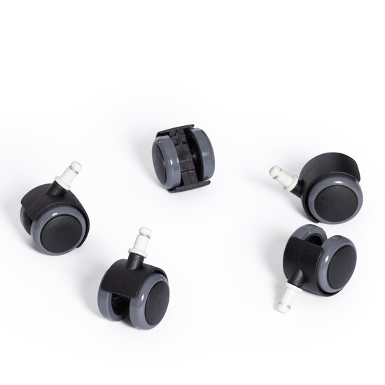 Набор роликов для металл крестовины, ПУ для паркета/ламината, 5 штук, D11 черный