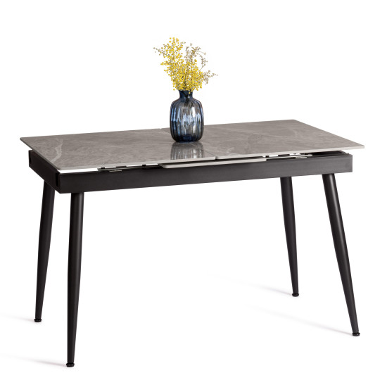 Стол обеденный Balmoral (mod.OKT-2294) столешница керамика (глянцевая) / опоры металл, серый/чёрный, (120+40)х80х75 см