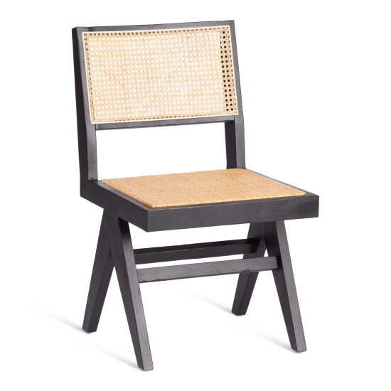 Стул LOKI (mod.XMS-CB2895) дерево вяз/ротанг, 51х44х86 см, черный