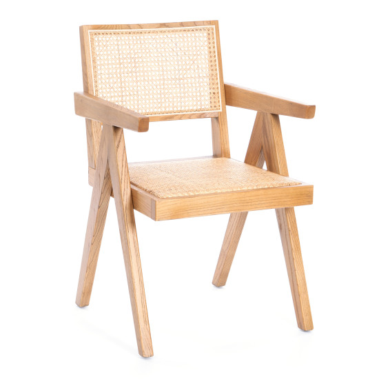 Кресло LOKI дерево вяз/ротанг, Груша (№3), 50х50х84 см