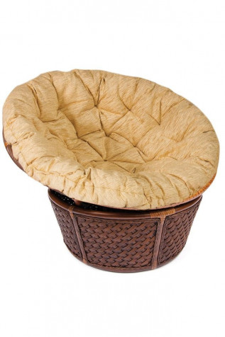 Кресло из ротанга «Андреа» (Andrea 23/01) Pecan + Подушка (ткань рубчик, цвет кремовый)