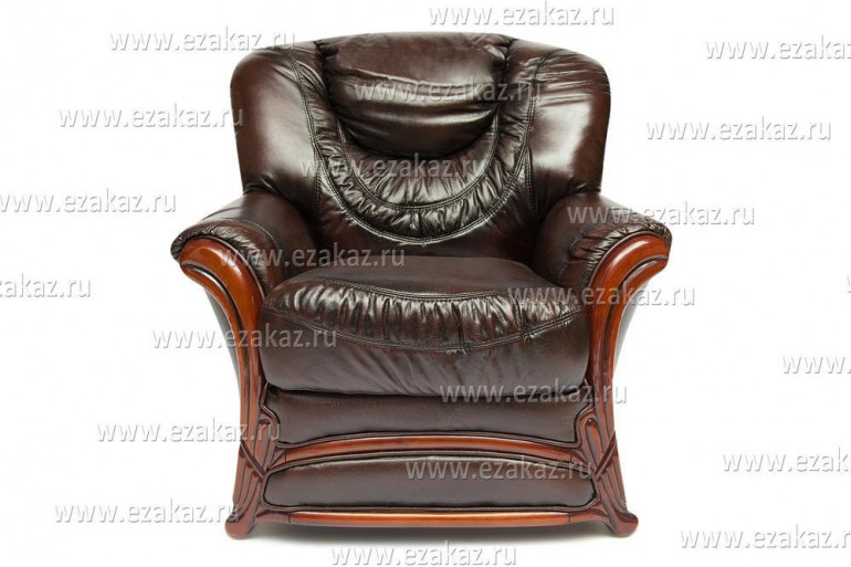 Кресло из натуральной кожи «Анна» (Anna) (Серебро+Чёрный)