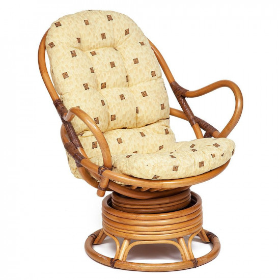 Кресло-качалка плетёное «Flores 5005» (тёмный мёд) + Подушка (Темный мед)