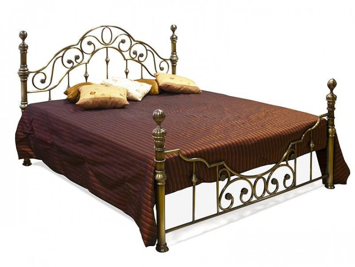 Кровать двуспальная 9603 «Виктория» (Victoria) + основание (Античный никель (140 x 200см)