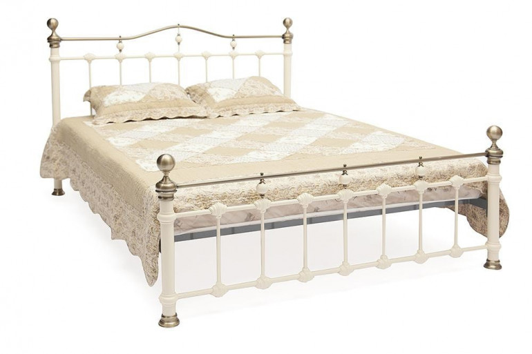 Кровать двуспальная белая «Диана» (Diana) + основание (Античный белый (160 x 200см)