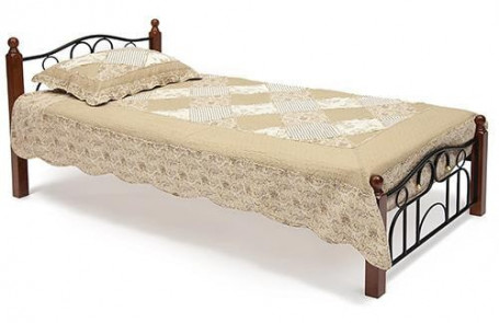 Металлическая кровать AT 808 (металлический каркас) + деревянное основание (90см x 200см)
