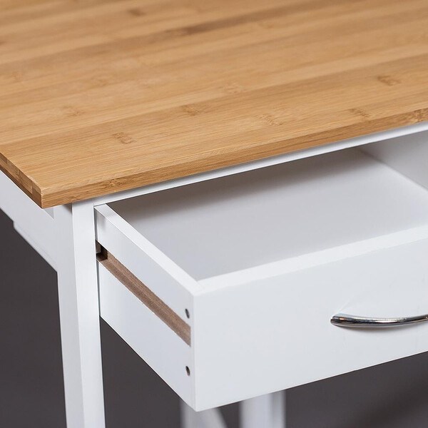 Стол кухонный  с табуретом (мод. JWPE-120809) сосна/прессованный бамбук, 38 73 х70х82см, табурет: 28,5х28,5х550см, белый/натуральный фото № 11