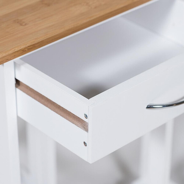 Стол кухонный  с табуретом (мод. JWPE-120809) сосна/прессованный бамбук, 38 73 х70х82см, табурет: 28,5х28,5х550см, белый/натуральный фото № 2