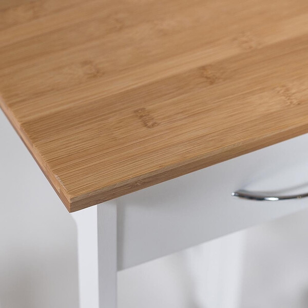 Стол кухонный  с табуретом (мод. JWPE-120809) сосна/прессованный бамбук, 38 73 х70х82см, табурет: 28,5х28,5х550см, белый/натуральный фото № 3