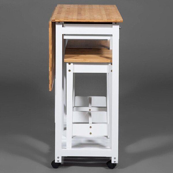 Стол кухонный  с табуретом (мод. JWPE-120809) сосна/прессованный бамбук, 38 73 х70х82см, табурет: 28,5х28,5х550см, белый/натуральный фото № 7