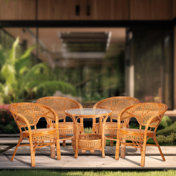 Комплект для отдыха «Пеланги» (Pelangi 02/15 со стеклянной столешницей, без подушек) натуральный ротанг (Honey (мёд) фото № 13