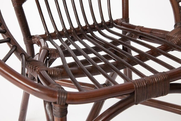 Комплект для отдыха Turkey/Турки (стол круглый со стеклом+2 кресла + диван) /с подушками/ ротанг, кр:70х65х78см, дв:120х65х78см, ст:Д50х56,5см, грецкий орех фото № 13