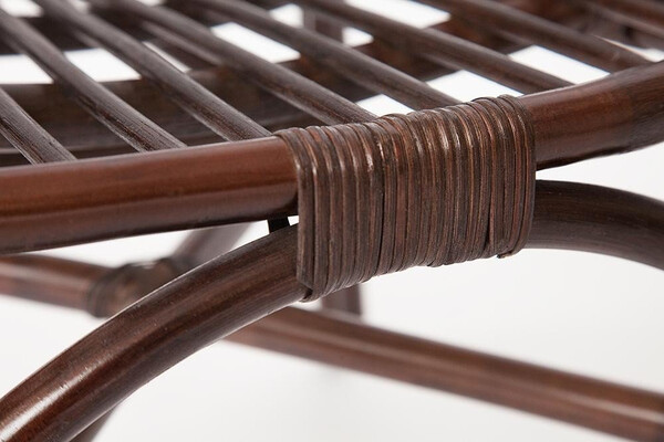 Комплект для отдыха Turkey/Турки (стол круглый со стеклом+2 кресла + диван) /с подушками/ ротанг, кр:70х65х78см, дв:120х65х78см, ст:Д50х56,5см, грецкий орех фото № 2