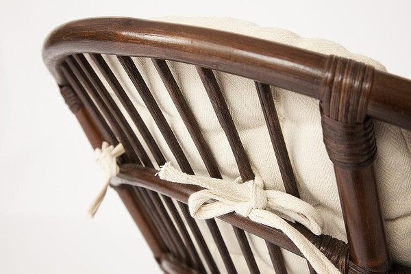 Комплект для отдыха Turkey/Турки (стол круглый со стеклом+2 кресла + диван) /с подушками/ ротанг, кр:70х65х78см, дв:120х65х78см, ст:Д50х56,5см, грецкий орех фото № 4