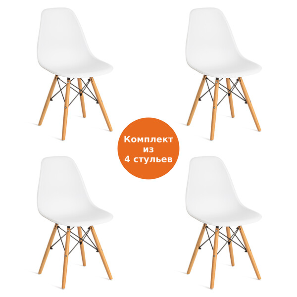 Стул Сindy Eames/Синди Имс (мод. 001) дерево бук/металл/сиденье пластик, 51х46х82см, белый фото № 11
