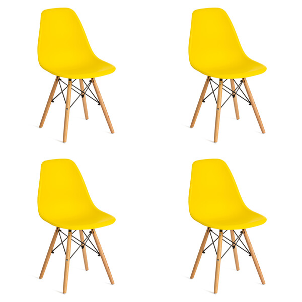 Стул Сindy Eames/Синди Имс (мод. 001) дерево бук/металл/сиденье пластик, 51х46х82см, желтый фото № 10