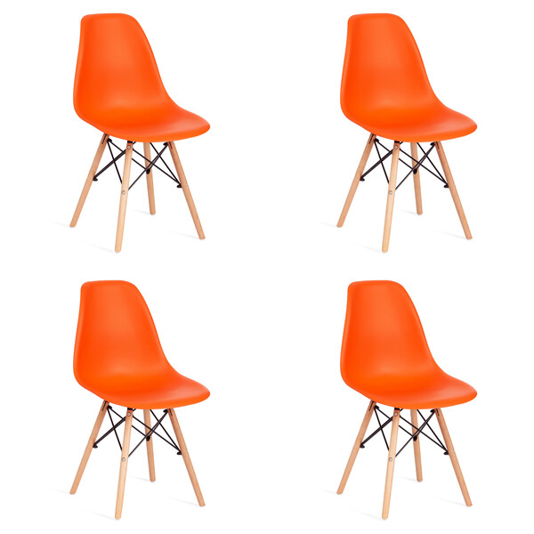 Стул Сindy Eames/Синди Имс (мод. 001) дерево бук/металл/сиденье пластик, 51х46х82см, оранжевый фото № 10