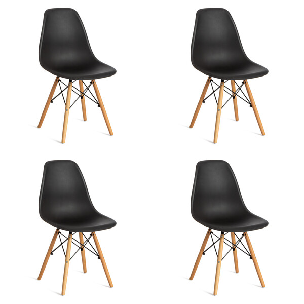 Стул Сindy Eames/Синди Имс (мод. 001) дерево бук/металл/сиденье пластик, 51х46х82см, черный фото № 10