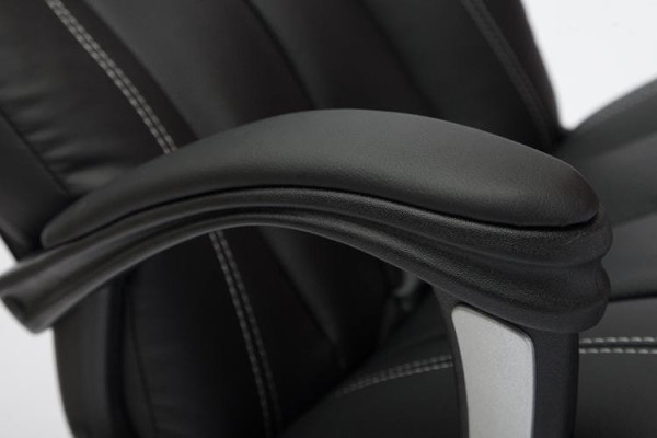 Кресло «Босс люкс» (Boss lux) (Искусственная чёрная кожа + Искусственная коричневая перфорированная кожа) фото № 8