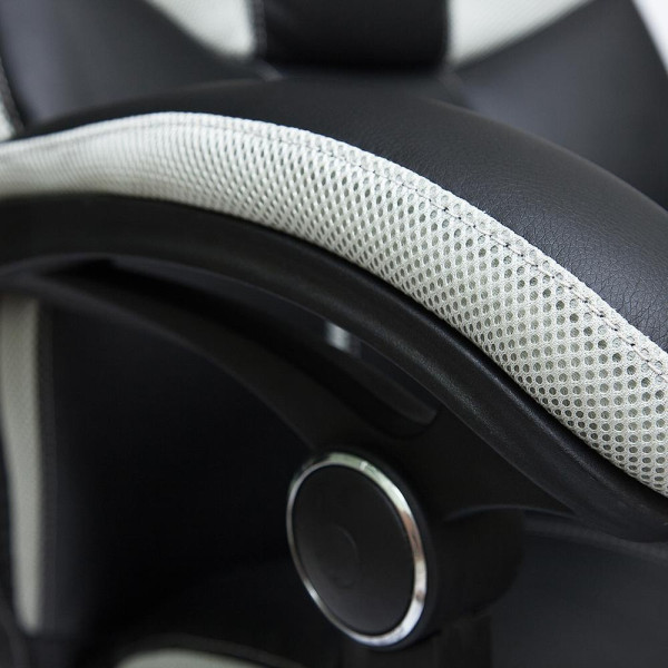 Кресло «Cambridge» (Искусственная чёрная кожа + серая сетка) фото № 6