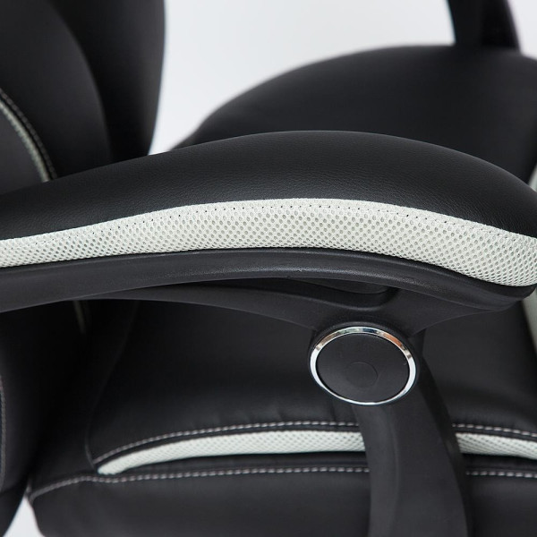 Кресло «Cambridge» (Искусственная чёрная кожа + серая сетка) фото № 7